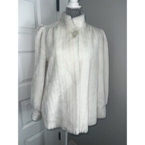 Vintage Casper Ivory Faux Fur Borgessa Jacket Size Medium See Measurements